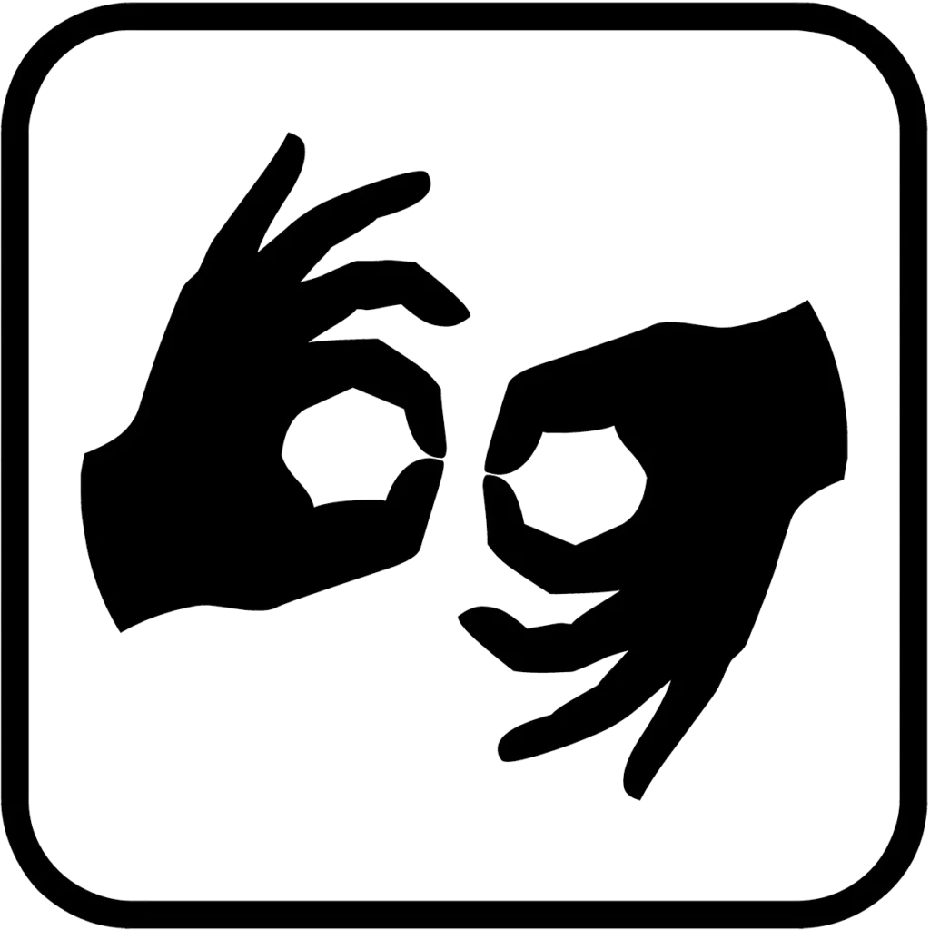 ASL Logo - Symbol of two hands in black and white